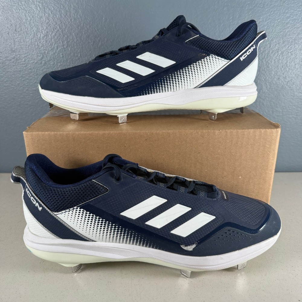 Adidas Icon‎ 7 Low Baseball Cleats Navy White Metal Spikes AS23853 Mens 15